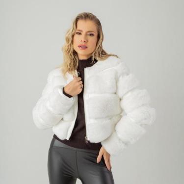 Imagem de Jaqueta puffer curta pelúcia - Susie Modas, Branco, M