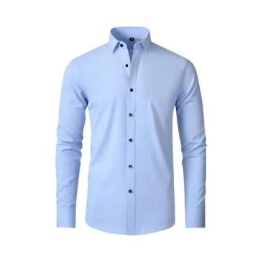 Imagem de Camisa Masculina Slim Fit Manga Longa Branca 6XL - Primavera/Outono, 4