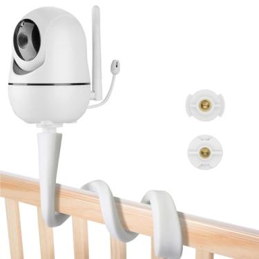 Imagem de Suporte flexível para monitor de bebê para Hello Baby HB6550/ HB65/ HB66/ HB6339/ HB248 e ANMEATE SM935E, suporte giratório de 43 cm, adequado para trilhos de berço sem ferramentas ou danos na parede