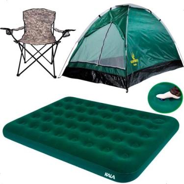 Imagem de Kit Barraca Camping 2 E 3 Pessoas + Colchão Casal + Cadeira - Guepardo