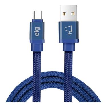Imagem de Cabo AZUL Tipo-C Tecido Canvas 1 Mts reforçado Recarga e Sincronização
