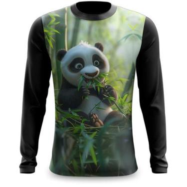 Imagem de Camiseta Manga Longa Panda na Floresta Comendo Bambu - FABRIQUETA, XG