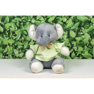 Imagem de PELUCIA SAFARI ELEFANTE PROVENCE 22 CM - PARA DECORAÇÃO (Camiseta e gravata xadrez de verde)
