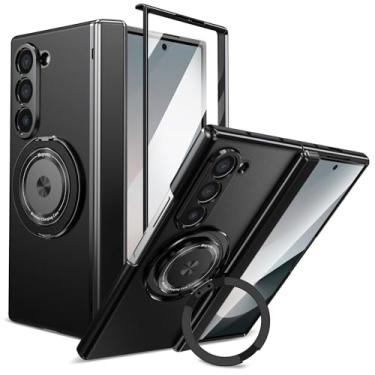 Imagem de GANGANPRO Capa compatível com Samsung Galaxy Z Fold6 5G com suporte giratório para celular com suporte magnético à prova de choque para Samsung Galaxy Z Fold6 5G 19.3 cm, preta