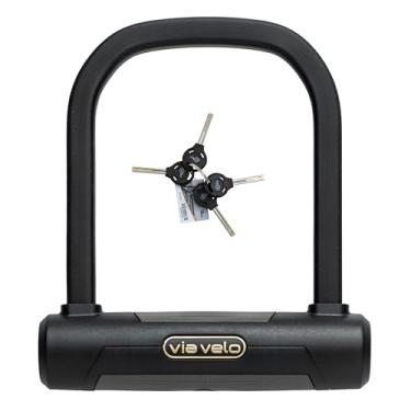 Imagem de Via Velo Trava U para bicicleta | Via Velo Elite Short U Lock 20CrMnTi aço anti-roubo 17 mm Tamanho interno: 12 x 14,5 cm Aprovação de diamante segura vendida para bicicletas elétricas, scooters e
