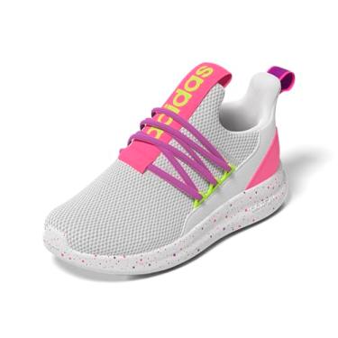 Imagem de adidas Tênis infantil unissex Lite Racer Adapt 7.0, Branco/limão lúcido/rosa lúcido, 20