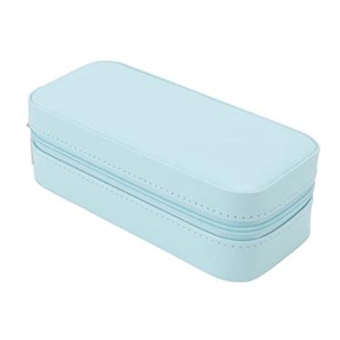 Imagem de Akozon Caixa Organizadora de Joias Colorida Macaron Fofa – PU Portátil Batom Colar Brincos Mini Bolsa de Armazenamento para Meninas (Azul)
