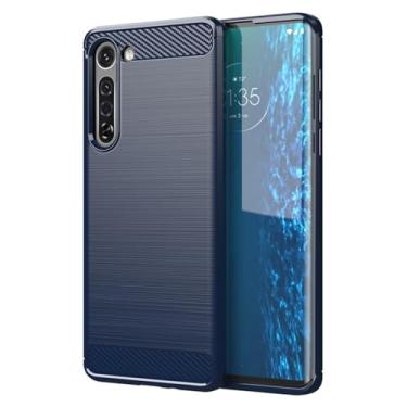 Imagem de Vavies Capa para Moto Edge 2020, para Motorola Edge 5G XT2063-2 XT2063-3, capa de fibra de carbono, capa fina e macia de TPU com absorção de choque, proteção à prova de choque para Motorola Edge 5G