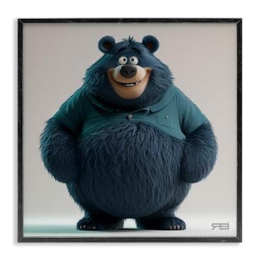 Imagem de Stupell Industries Design de arte de parede giclée emoldurado com urso preto com camisa por RB, moldura preta, 12 x 12
