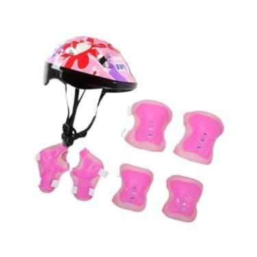 Imagem de simhoa 7pcs/set Kids Teens Skateboard Helmet para meninos Protetor de Protetor leve, Rosa