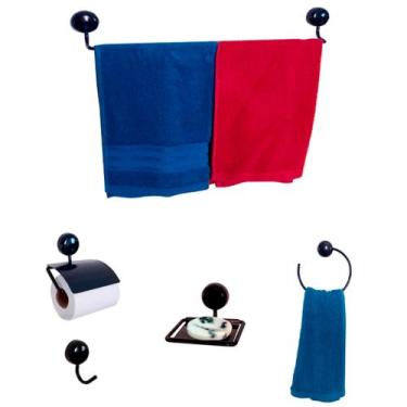 Imagem de Kit Para Banheiro Preto Gana 5 Peças - J.A