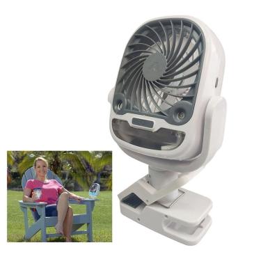 Imagem de Ventilador De Mesa Umidificador Bateria Recarregavel Usb Garra Gancho 3 Velocidades