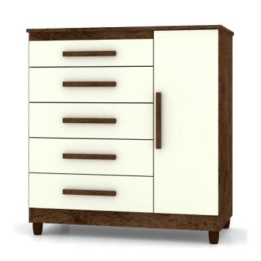 Imagem de Cômoda Sapateira Line 1 Porta 5 Gavetas Vr Cor:imbuia Champanhe