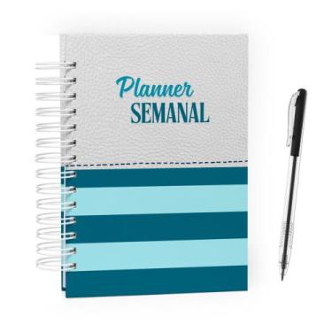Imagem de Planner Não Datado Masculino Semanal - Capa Dura Premium Verde Água - 