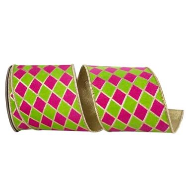 Imagem de Reliant Ribbon Fita de borda com fio Diamond Elite Metallic Outline Deluxe, cítrico/fúcsia