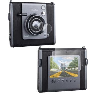Imagem de Rieibi [Pacote com 3 + 3 protetores de tela para câmera instantânea Fujifilm Instax Wide evo LCD + lente PET Flim, película de vidro temperado de dureza 9H de 0,25 mm para instax wide evo