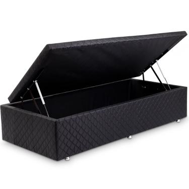 Imagem de Box Baú Solteiro 88x188cm Microfibra Preto - bf Colchões