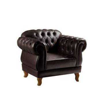 Imagem de Poltrona Decorativa Chesterfield Realeza Courino Marrom Café