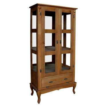 Imagem de Cristaleira Alta 2 Portas de Vidro e 1 Gaveta Imbuia Verniz