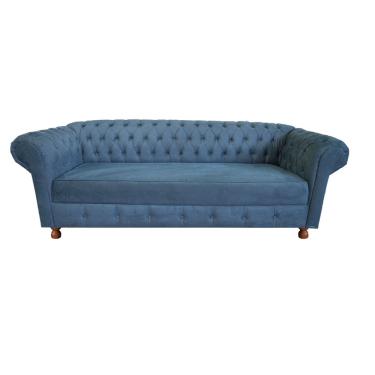 Imagem de Sofa Chesterfield Luiz xv Suede Azul Petroleo 1.80 Sala Recepcao Barbearia