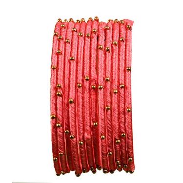 Imagem de Touchstone Bollywood indiano aparência mística fio de seda sintética tecido à mão bolas douradas lindas cores exóticas joias pulseiras pulseiras para mulheres., S - Circ 7.4 in-Indn Size 2.6-Dia 2.3