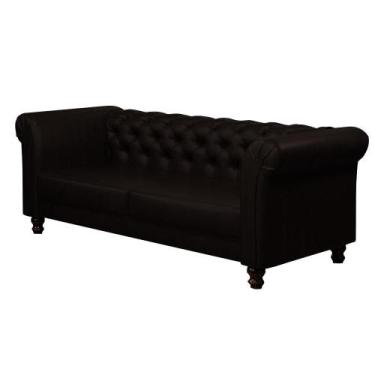 Imagem de Sofá Decorativo Sala de Estar Chesterfield 3 Lugares 200cm Couro Marro
