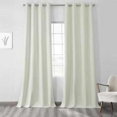 Imagem de HPD Half Price Drapes Cortinas blackout com ilhós para quarto de linho cruzado térmico 127 x 120 (1 painel), FLCW-CBO191-120-GR, Starlight Off White