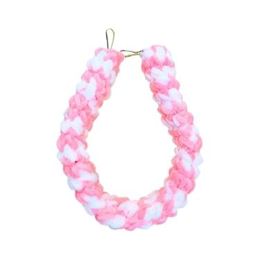 Imagem de WeiLaiKeQi Acessórios para a gaiola da gaiola de corda de escalada de hamster Funos de pássaros engraçados Bird -Bird Stand para cobaias Pig Pet Gifts periquyets, Rosa Branco