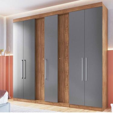 Imagem de Guarda-Roupa Casal Milão 7 Portas 2 Gavetas Freijó/Cinza - Irm Móveis