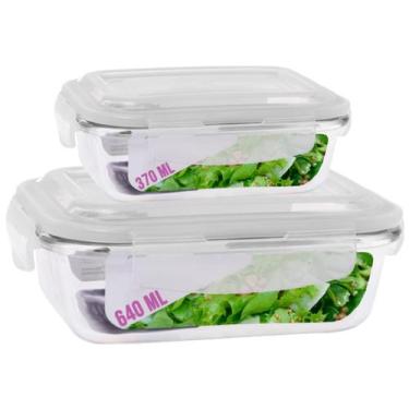 Imagem de Jogo 2 Potes Vidro Tampa  Retangular 370 e 640ml 2 Modelos - QUALITY H