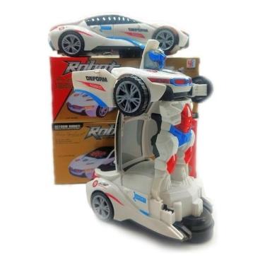 Imagem de Carro Vira Robo Emite Som Luz Carrinho Bmw Brinquedo Menino Cor Branco