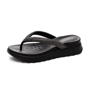 Imagem de Tamanco Feminino Anabela Médio Conforto Strass Casual Modare