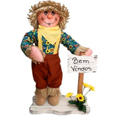 Imagem de Espantalhos Decoração De Festa Junina Caipira Com Placa 50cm Menino