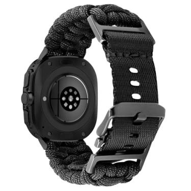 Imagem de Abanen Pulseira de relógio trançada de nylon com fivela de segurança ajustável para Samsung Galaxy Ultra de 47 mm (preto)