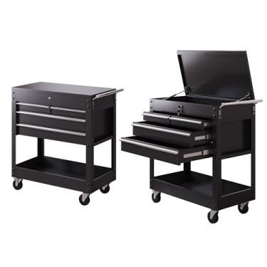 Imagem de Carrinho de rodinhas de 4 gavetas com gavetas de bloqueio, carrinho de ferramentas resistentes com rodas organizador de armazenamento de ferramentas