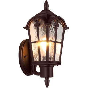Imagem de Sucolite Luminárias De Parede Externas De Tamanho Grande, Luminárias Externas Marrons, Arandelas À Prova D'Água Para Varanda, Arandelas Vintage Para Parede Externa Com Efeito Cascata De Água, Vidro