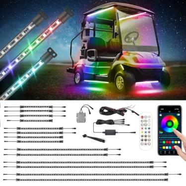 Imagem de Roykaw Faixa de luz LED para carrinho de golfe, iluminação decorativa neon compatível com EZGO, Yamaha, Club Car 12-80 V, com dossel, interior, luzes de poço de roda, resistência à água/várias cores e