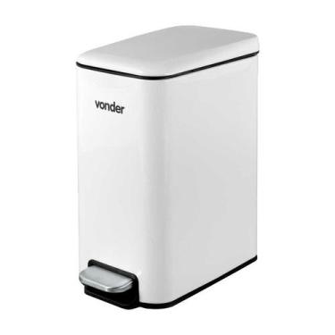 Imagem de Lixeira retangular 5 litros inox branca vonder