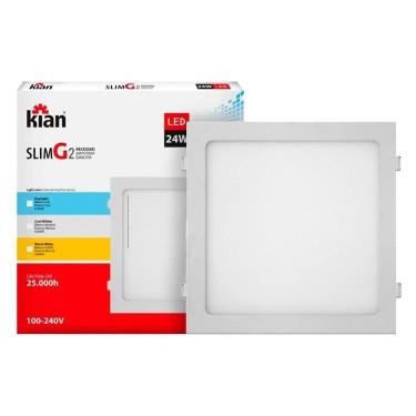 Imagem de Plafon Painel Kian Led 30,0Cm Quadrado Embutir Slim 24W 6,0K