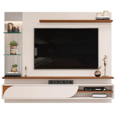 Imagem de Painel Suspenso Tv 60 Pol 180 cm Ravi Off White Freijó DJ Moveis