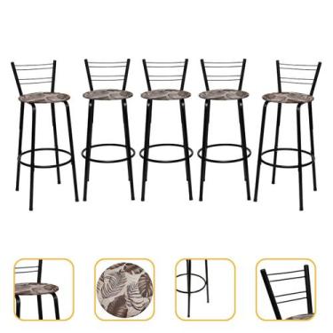 Imagem de Banqueta Para Cozinha Americana Estrutura Preta Kit 5un Cadeira Balcão