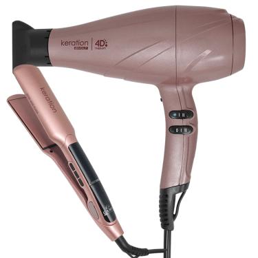Imagem de Kit Secador Keration 4D e Prancha X-Wide Keration Pro Bivolt