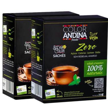 Imagem de KIT 2 Caixas Sachês 50 Unidades Adoçante Stevia sem amargor Natural Co