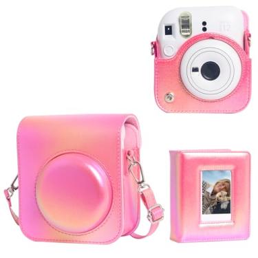 Imagem de WOGOZAN Capa Protetora Para Fujifilm Instax Mini 12 Com Álbum De Fotos 64 Bolsos E Alça Ombro Corrente Metal - Rosa Pérola