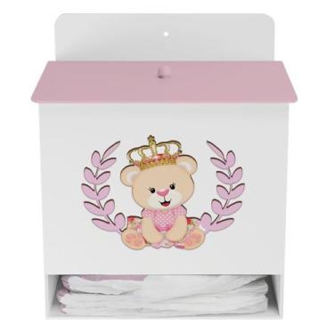 Imagem de Porta Fralda Kit Higiene MDF Quarto Infantil Ursa Coroa - Neném na Nuv