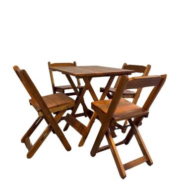Imagem de Conjunto de Mesa Bar Madeira 75x70 com 04 Cadeiras Dobráveis