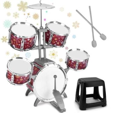 Imagem de Conjunto de bateria CHADRIIVS Kids Musical Jazz com banquinho para 1-3