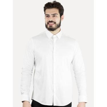 Imagem de Camisa Calvin Klein Masculina Slim Essential Basic Logo Branca, 3