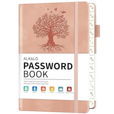 Imagem de Livro de senhas com abas alfabéticas, pequeno bolso para guardar senhas, 160 páginas/caderno de capa dura 100GSM, organizador de senhas para login de endereço de site na Internet