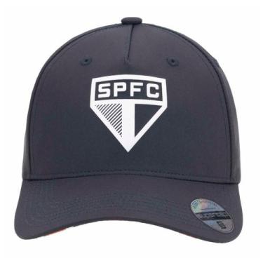 Imagem de Boné São Paulo Silk Frontal Aba Tricolor Supercap Preto